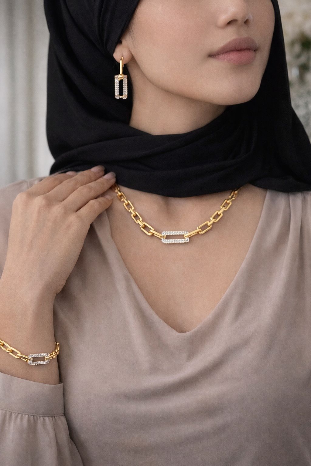 Gold-Plated Blue Enamel Snake Ring and Bracelet Set 23